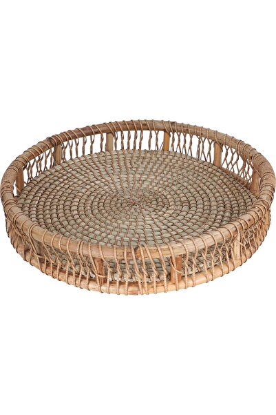 Generic Al Saif Gallery Wicker Serving Basket, 45 cm, Round - Beige