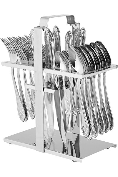Generic Al Saif Gallery Stainless Steel Spoon Set with Stand, 30 Pieces - Silver