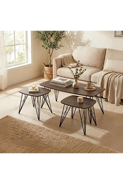 concent Three-piece wooden top serving table set