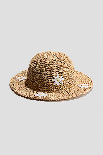 H&M Aplikeli Hasır Şapka