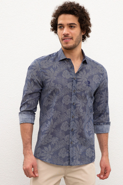 U.S. Polo Assn. Men's Navy Blue Long Sleeve Shirt 50218386-Vr033