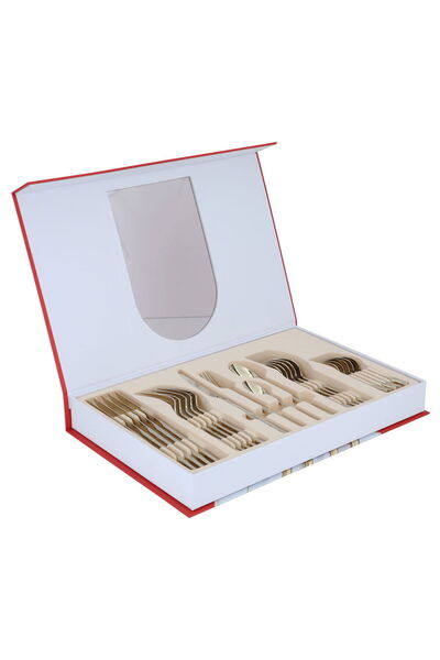 Generic Al Saif Gallery steel spoon set, 24 pieces, engraved - silver