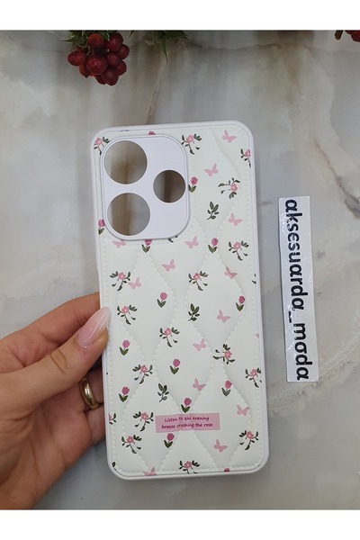 ZB Aksesuarda Moda Redmi 13 4g and 5g Compatible Quilted Floral Pattern Puff ...