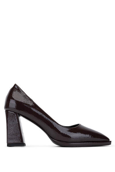 Tamer Tanca Women's Brown Patent Leather Heeled Shoes