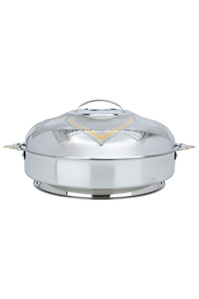 Generic Al Saif Gallery Maglit Steel Food Container, 35 cm, Gold-Silver Embossed