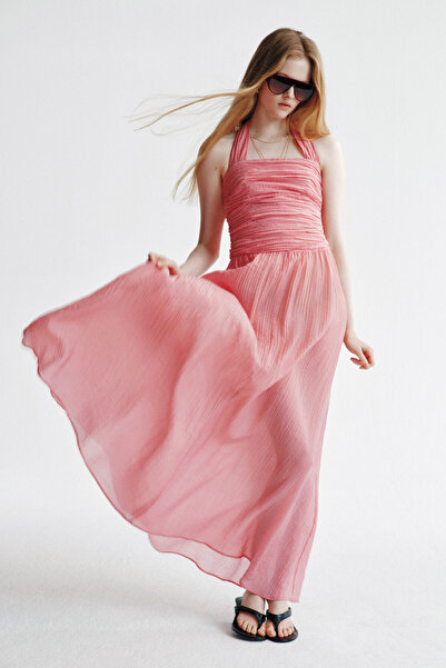 H&M Boyundan Bağlı ve Büzgülü Elbise