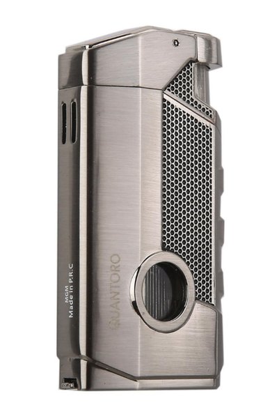 Quantoro 3 Torch Pürmüz Gümüş Metal Puro Çakmağı