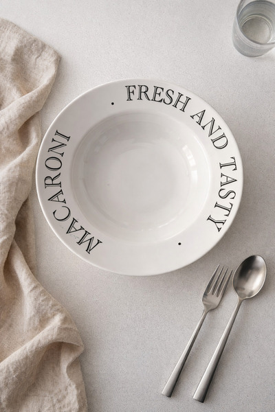 grandora Pasta Salad Bowl Plate – 26 cm Fresh and Tasty Macaroni Written - St...