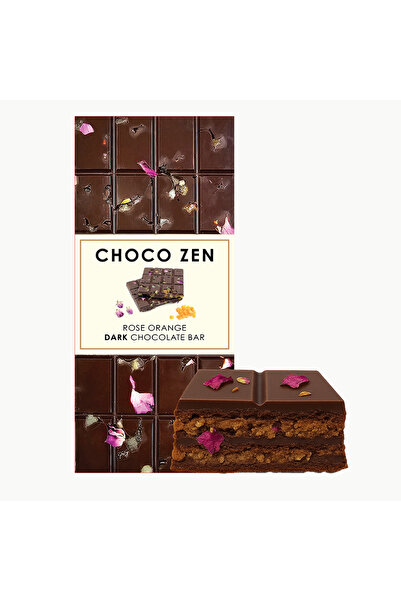Choco Zen شوكولاتة دبي (130 غرام) لوح شوكولاتة داكنة بنكهة الورد والبرتقال - ...