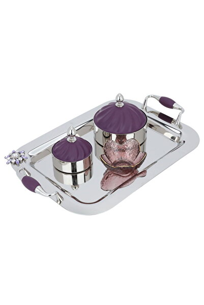 Generic طقم توفاريا مع تاريخين وغطاء فولاذي من معرض السيف، 4 قطع - فضي