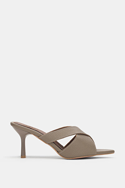 selin shoes Ravion Genuine Leather Asymmetrical Cut Thin Heeled Women's Slipp...