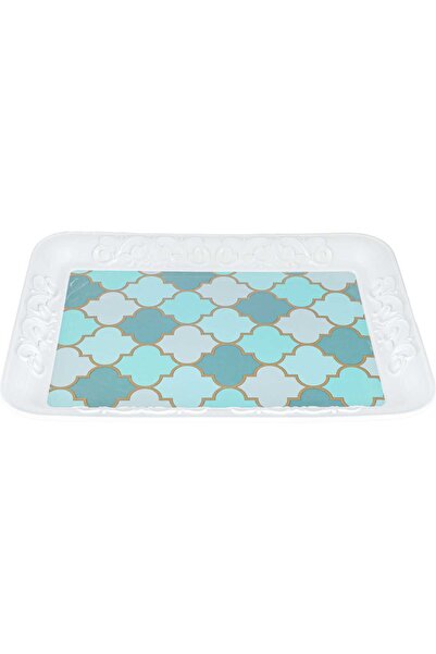 Generic طاولة من مادة الميلامين من معرض السيف، ذات حواف بيضاء، مستطيلة الشكل،...