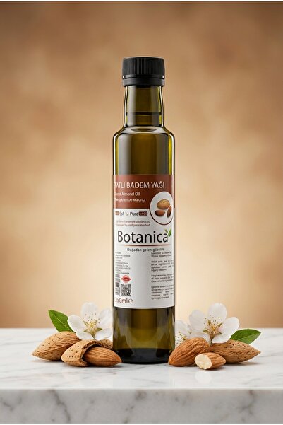 botanica %100 Saf Tatlı Badem Yağı Soğuk Sıkım Vücut Masajı Nemlendirici Besl...