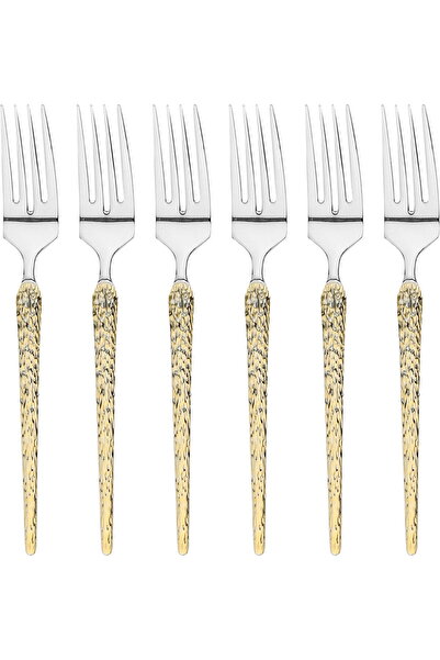 Generic Al Saif Gallery steel forks set, 6 pieces - golden silver