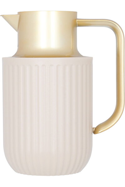 Generic ترمس إيفرست لورا، سعة 1 لتر، مقبض ذهبي، غلاف داخلي زجاجي حراري ، غلاف...