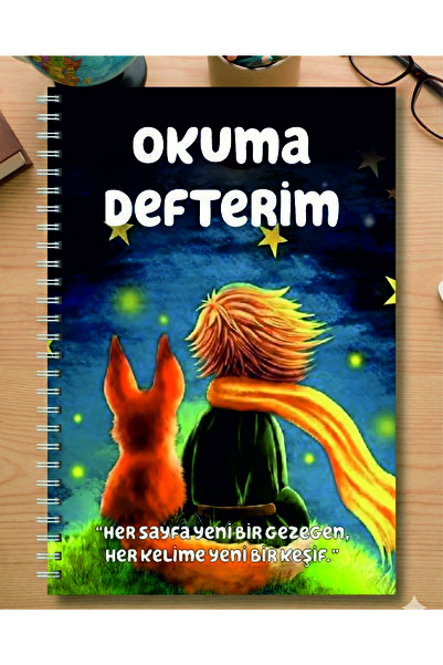 Muhan Tasarım Çocuk Kitap Okuma Defteri - Küçük Prens Temalı Okuma Günlüğü - Spiralli A5 50 Yaprak