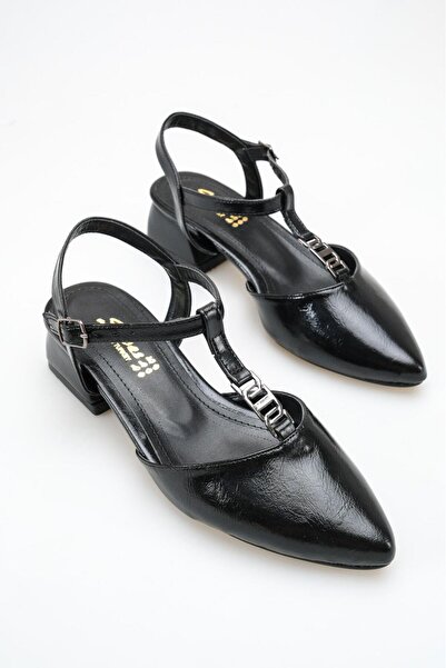 tusemmoda Tsm Women's Black Patent Leather T-Strap Low-Heel Daily Shoes