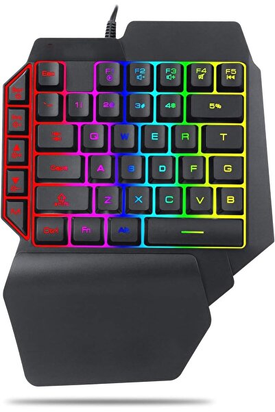 Generic لوحة مفاتيح ألعاب بيد واحدة، بإضاءة خلفية RGB، 35 مفتاحًا، لوحة مفاتي...