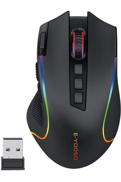 Generic ماوس ألعاب لاسلكي من هوو جي، مزود بمستشعر بصري بدقة 8000 نقطة في البو...