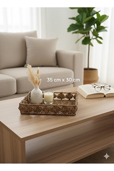 DECHAUS 35X30cm El Örmesi Dikdörtgen Hasır Tepsi