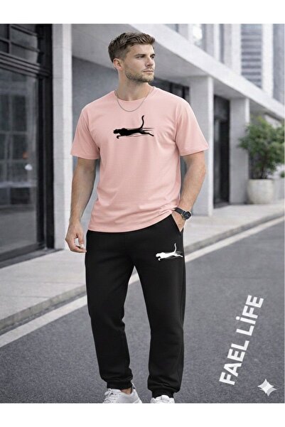 FAEL LİFE Women'S/Men's T-Shirt and Sweatpants Tiger Printed Top-Bottom Set