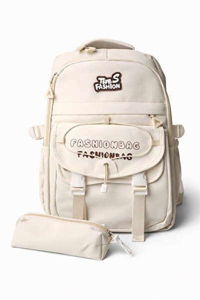 Ecrou Beige School Backpack and Pencil Case Set