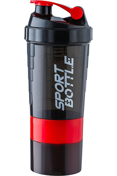Generic Saifso 3 in 1 Plastic Sports Protein Bottle, 500 ml - Black Red