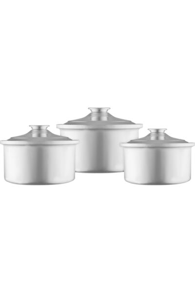 Generic Saif Plus Aluminum Cookware Set, 3 Pieces - Silver