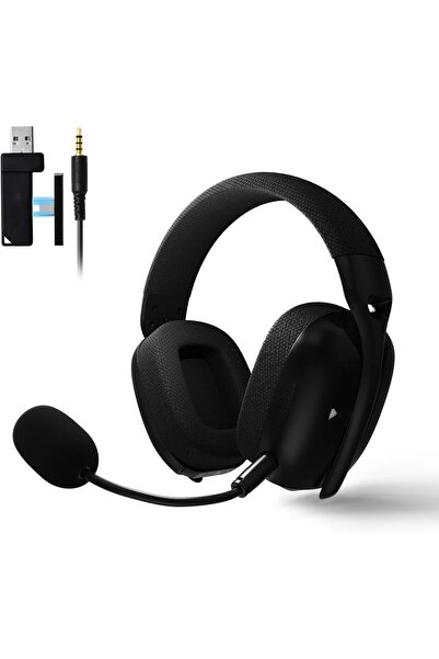 Generic سماعة ألعاب لاسلكية، مزودة بميكروفونين قابلين للتعديل، خفيف مع زمن اس...