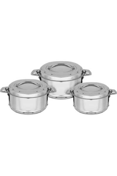 Generic Al Saif Gallery Steel Food Container Set, 3 Pieces - Silver