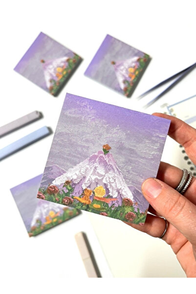 Kağıt Gemi Dükkan Küçük Prens Temalı Mor Dağ ve Kedi Desenli Postit/Post-it/Y...