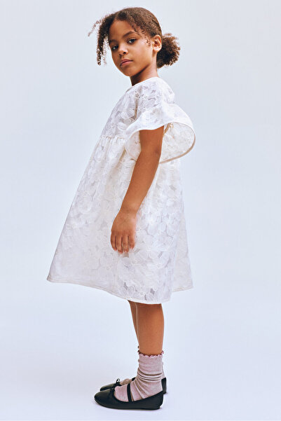 H&M İşlemeli ve Volan Kollu Elbise