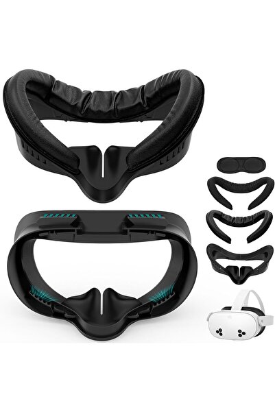 Generic غطاء وسادة الوجه وواجهة الوجه لملحقات ميتا كويست 3 إس، مصنوع من جلد ا...