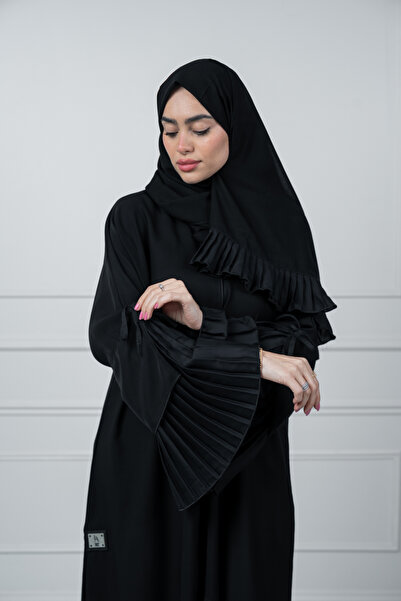 LAVİNİA Lavinia women's abaya, pleated internet fabric, regular cut