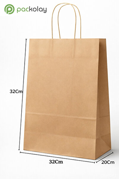 PACKOLAY Unprinted Kraft Bag with Internal Handle 32X20X32 cm Natural Brown –...
