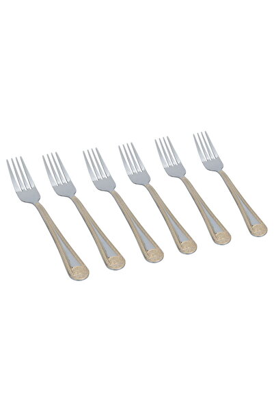 Generic Al Saif Gallery steel sweet fork set, gilded, 6 pieces - silver