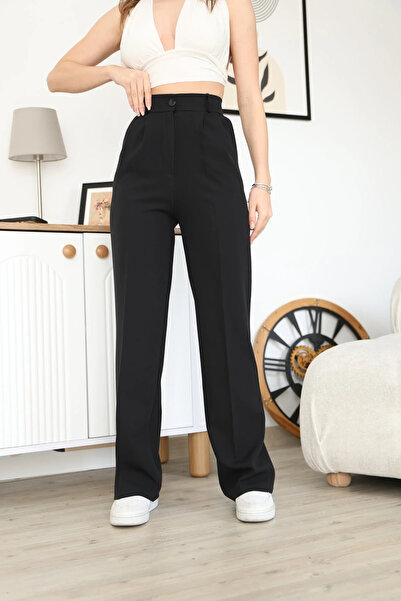 Modayıldızlar Mr Women's Black High Waist Molded Palazzo Pants (New Season)