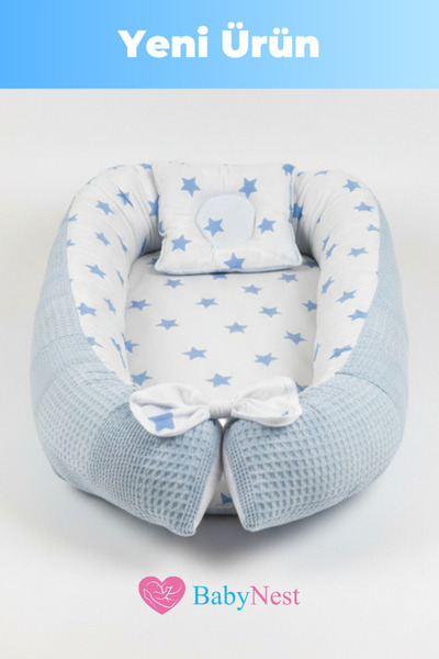 Babynest Premium Bebek Yatağı %100 Pamuk Waffle Yenidoğan Uyku Yuvası Ortoped...
