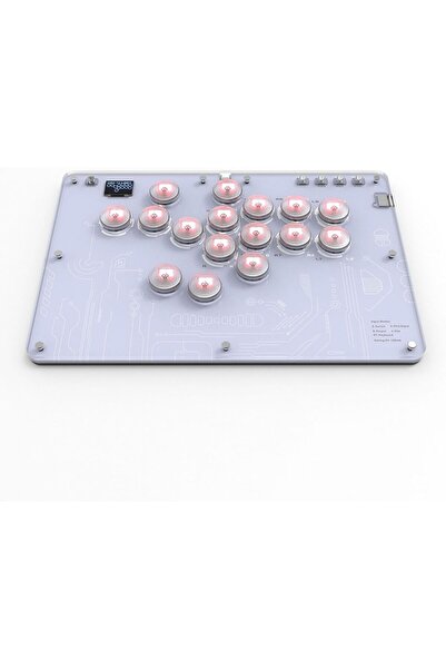 Generic عصا تحكم ألعاب أركيد بـ 16 زرًا، مزودة بوظائف Turbo وإضاءة RGB قابلة ...