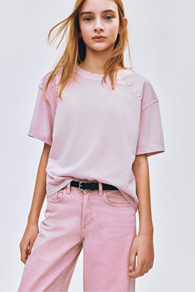 H&M Soluk Görünümlü ve Zımbalı Üst