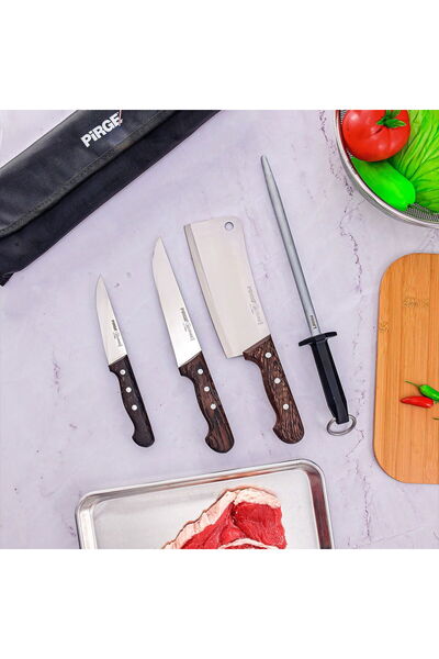 Generic Bergy Stainless Steel Slicing Knife Set, 3 Pieces, Knife Sharpener, S...