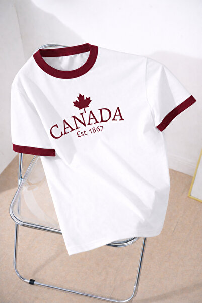 MODARİCH Unisex Ανδρικό/Γυναικείο πολύχρωμο μπλουζάκι με γιακά CANADA με ειδι...