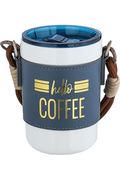 Generic كوب ترمس من البورسلين من معرض السيف، 400 مل - أبيض أزرق