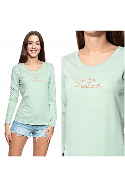 Mustang Tricou Dama, Mustang, Anne C, Slim Fit, 100% Bumbac, Marime S, Verde
