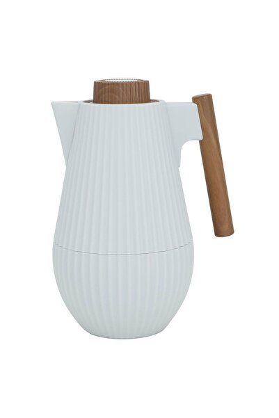 Generic ترمس ليار من معرض السيف، سعة 1 لتر، بمقبض خشبي، وعصارة، وحاوية داخلية...