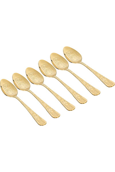 Generic Al Saif Gallery steel cutlery set, engraved, 6 pieces - gold