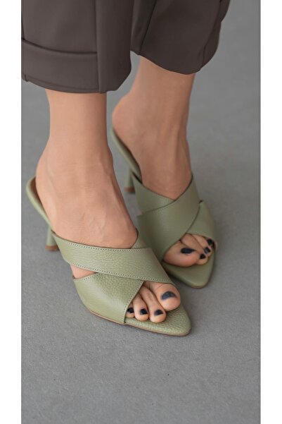 selin shoes Γυναικείες παντόφλες Ravion από γνήσιο δέρμα με ασύμμετρη κοπή κα...