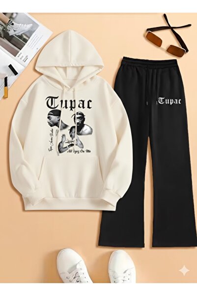 COMANCHERO طقم بدلة رياضية فضفاضة بطبعة توباك هيب هوب للجنسين مع قبعة واسعة ا...