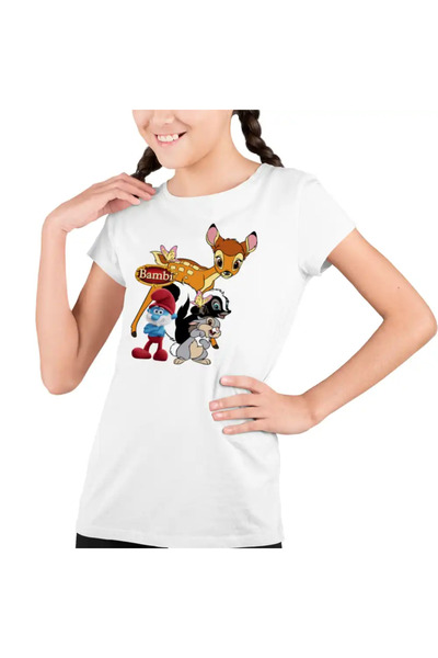 OEM Tricou Copii Fete Bambi Papa Strumf Flower Thumper Sconcs Padure