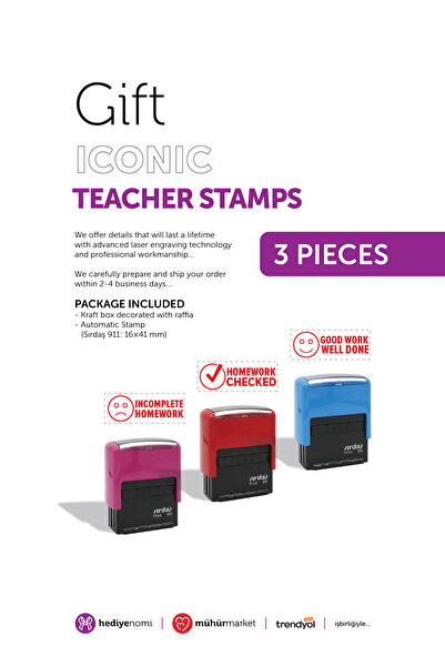 HEDİYENOMİ Mühürmarket > Teacher Stamps 3 Pieces - Good Work Well Done - Home...